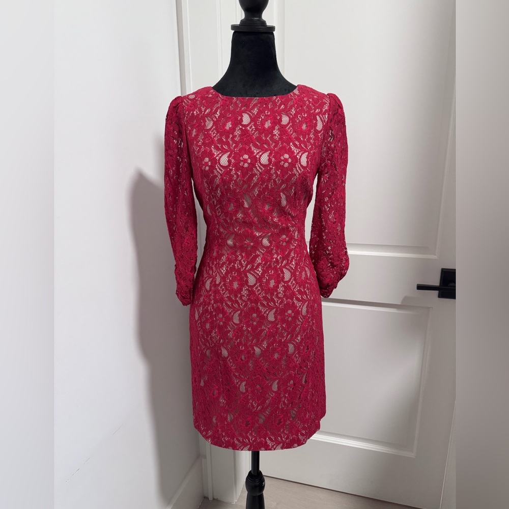 AQUA RED LACE DRESS